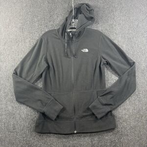 The North Face Jacket Women's Small Black Full Zip Fleece Hooded Drawstring